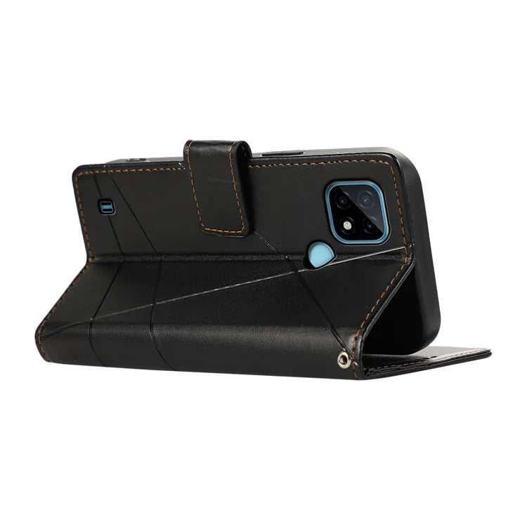 DF-06 For Realme C21 4G Wallet Case Cell Phone Accessory Wholesale Line Imprint Leather Phone Cover