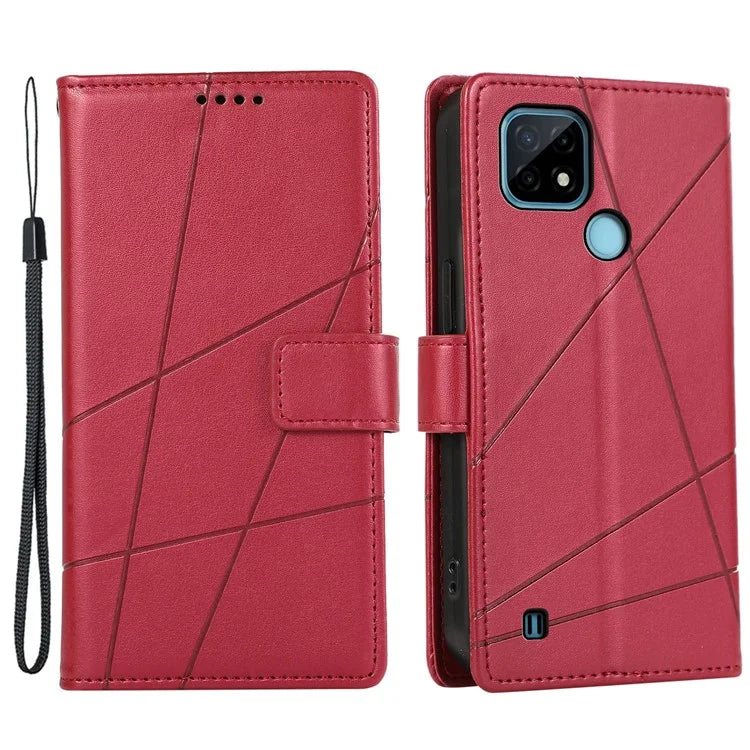 DF-06 For Realme C21 4G Wallet Case Cell Phone Accessory Wholesale Line Imprint Leather Phone Cover
