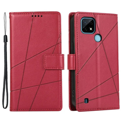 DF-06 For Realme C21 4G Wallet Case Cell Phone Accessory Wholesale Line Imprint Leather Phone Cover