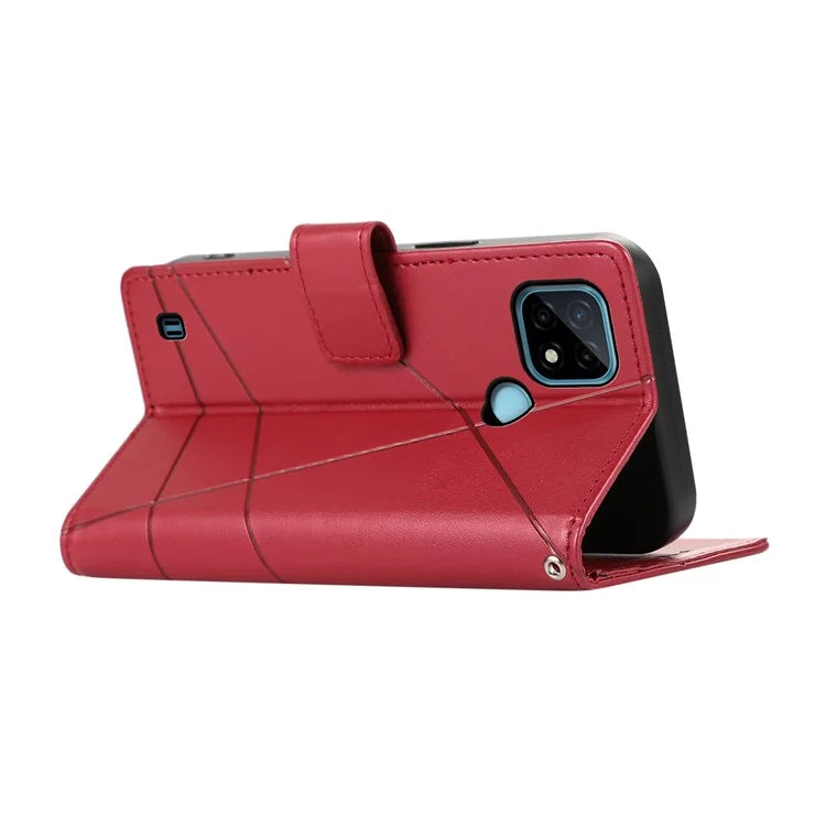 DF-06 For Realme C21 4G Wallet Case Cell Phone Accessory Wholesale Line Imprint Leather Phone Cover