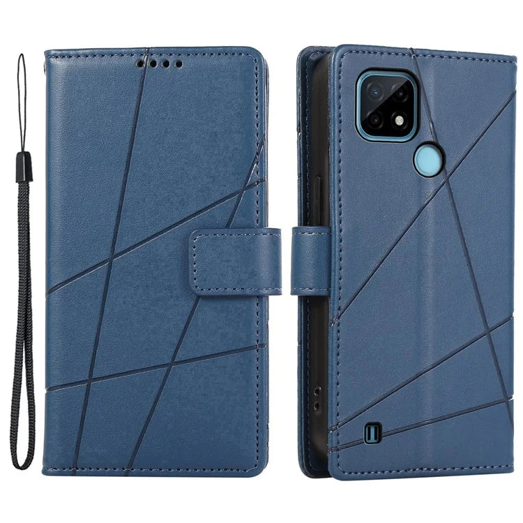 DF-06 For Realme C21 4G Wallet Case Cell Phone Accessory Wholesale Line Imprint Leather Phone Cover
