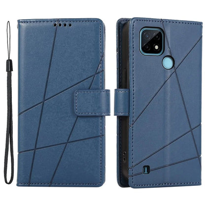 DF-06 For Realme C21 4G Wallet Case Cell Phone Accessory Wholesale Line Imprint Leather Phone Cover