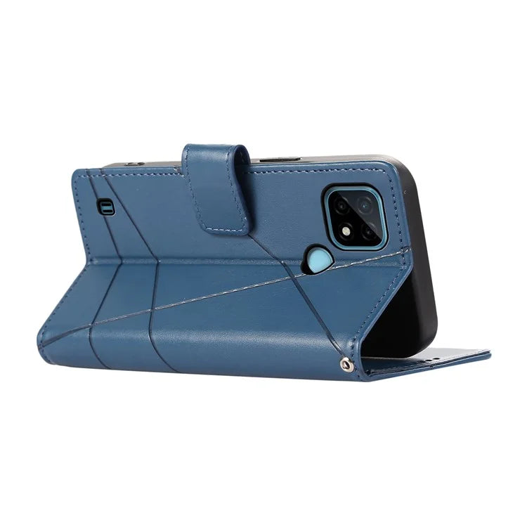 DF-06 For Realme C21 4G Wallet Case Cell Phone Accessory Wholesale Line Imprint Leather Phone Cover