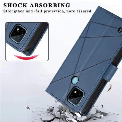 DF-06 For Realme C21 4G Wallet Case Cell Phone Accessory Wholesale Line Imprint Leather Phone Cover
