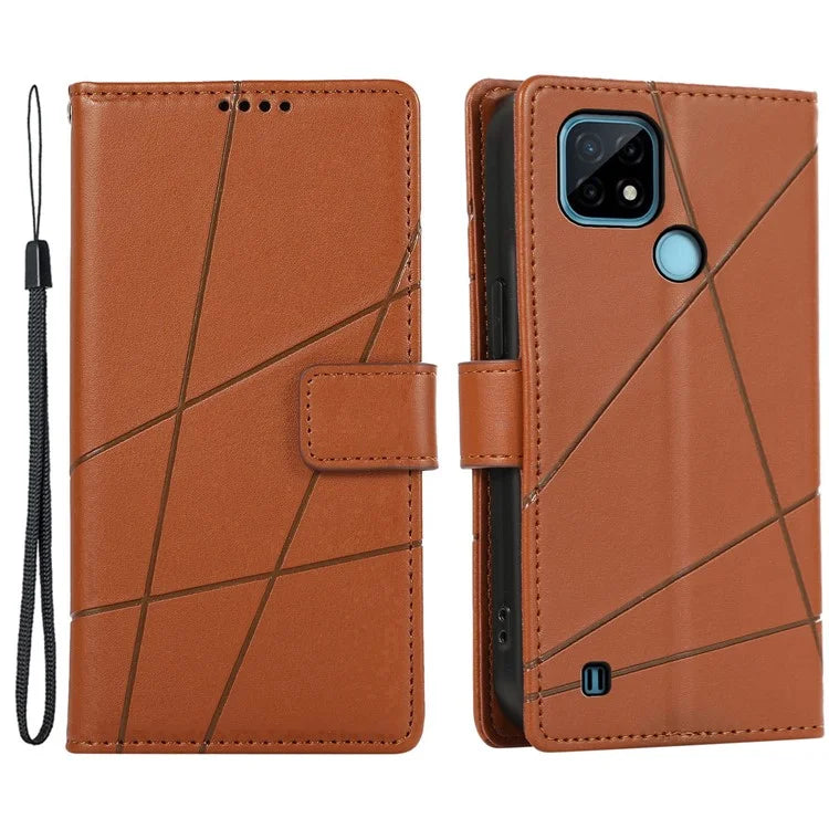 DF-06 For Realme C21 4G Wallet Case Cell Phone Accessory Wholesale Line Imprint Leather Phone Cover