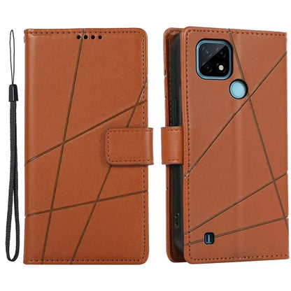 DF-06 For Realme C21 4G Wallet Case Cell Phone Accessory Wholesale Line Imprint Leather Phone Cover