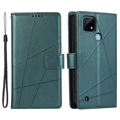 DF-06 For Realme C21 4G Wallet Case Cell Phone Accessory Wholesale Line Imprint Leather Phone Cover