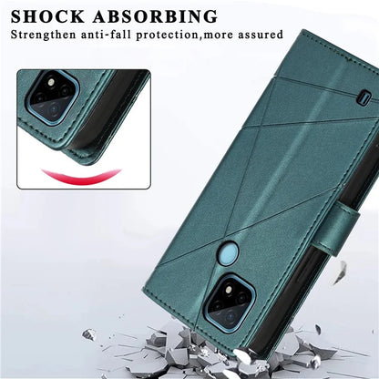 DF-06 For Realme C21 4G Wallet Case Cell Phone Accessory Wholesale Line Imprint Leather Phone Cover