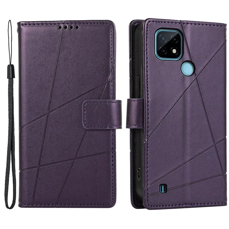 DF-06 For Realme C21 4G Wallet Case Cell Phone Accessory Wholesale Line Imprint Leather Phone Cover