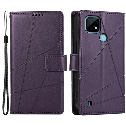 DF-06 For Realme C21 4G Wallet Case Cell Phone Accessory Wholesale Line Imprint Leather Phone Cover