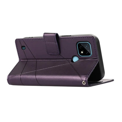 DF-06 For Realme C21 4G Wallet Case Cell Phone Accessory Wholesale Line Imprint Leather Phone Cover