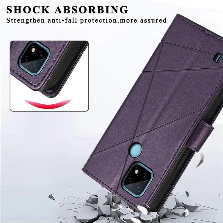 DF-06 For Realme C21 4G Wallet Case Cell Phone Accessory Wholesale Line Imprint Leather Phone Cover