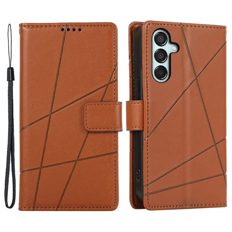DF-06 For Samsung Galaxy M15 5G / F15 5G Case Line Imprinted Leather Flip Cover Mobile Accessories Wholesale