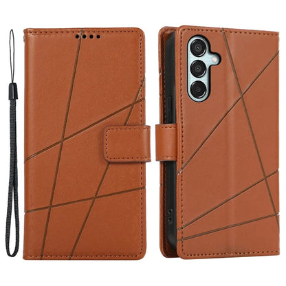 DF-06 For Samsung Galaxy M15 5G / F15 5G Case Line Imprinted Leather Flip Cover Mobile Accessories Wholesale