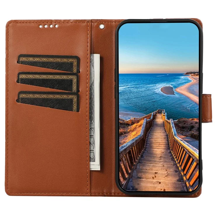 DF-06 For Samsung Galaxy M15 5G / F15 5G Case Line Imprinted Leather Flip Cover Mobile Accessories Wholesale