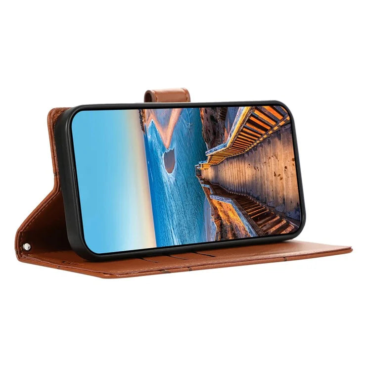 DF-06 For Samsung Galaxy M15 5G / F15 5G Case Line Imprinted Leather Flip Cover Mobile Accessories Wholesale
