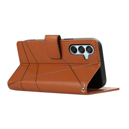DF-06 For Samsung Galaxy M15 5G / F15 5G Case Line Imprinted Leather Flip Cover Mobile Accessories Wholesale