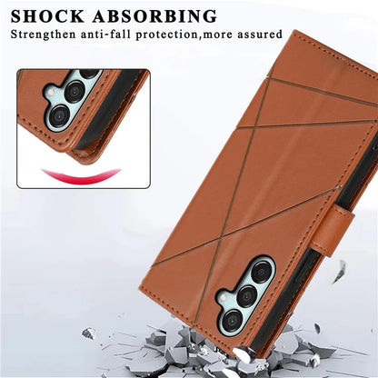DF-06 For Samsung Galaxy M15 5G / F15 5G Case Line Imprinted Leather Flip Cover Mobile Accessories Wholesale