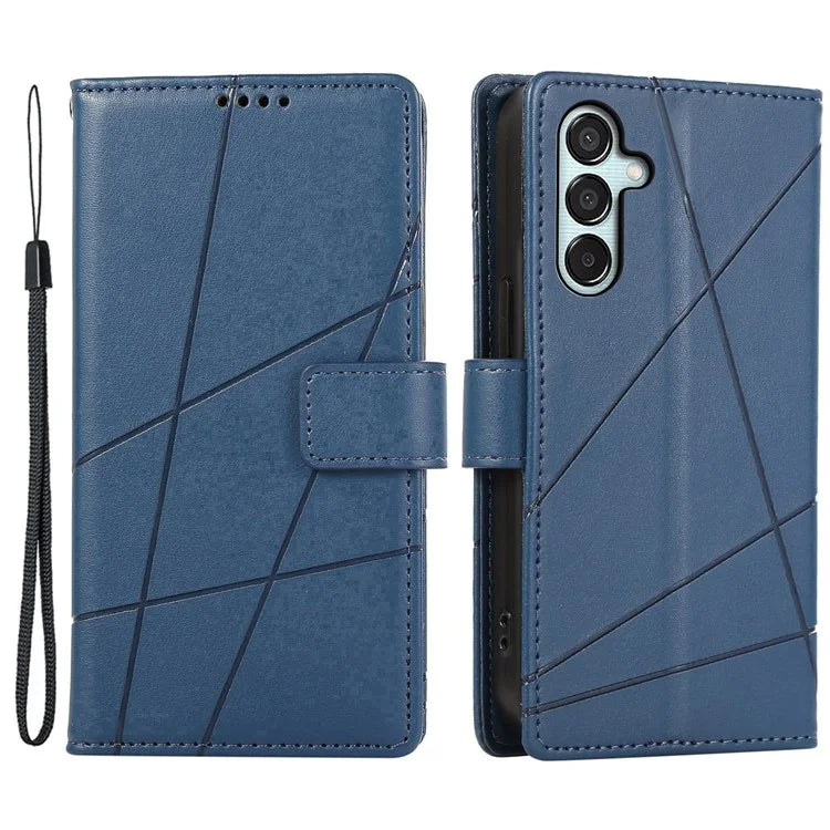 DF-06 For Samsung Galaxy M15 5G / F15 5G Case Line Imprinted Leather Flip Cover Mobile Accessories Wholesale