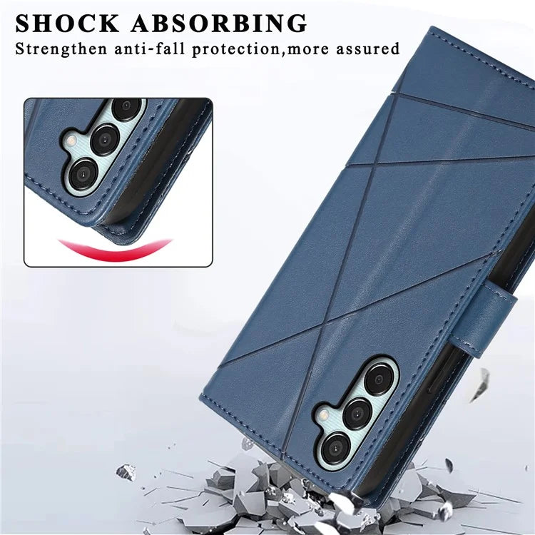 DF-06 For Samsung Galaxy M15 5G / F15 5G Case Line Imprinted Leather Flip Cover Mobile Accessories Wholesale