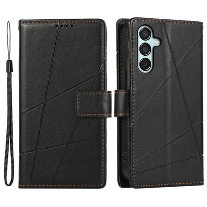 DF-06 For Samsung Galaxy M15 5G / F15 5G Case Line Imprinted Leather Flip Cover Mobile Accessories Wholesale