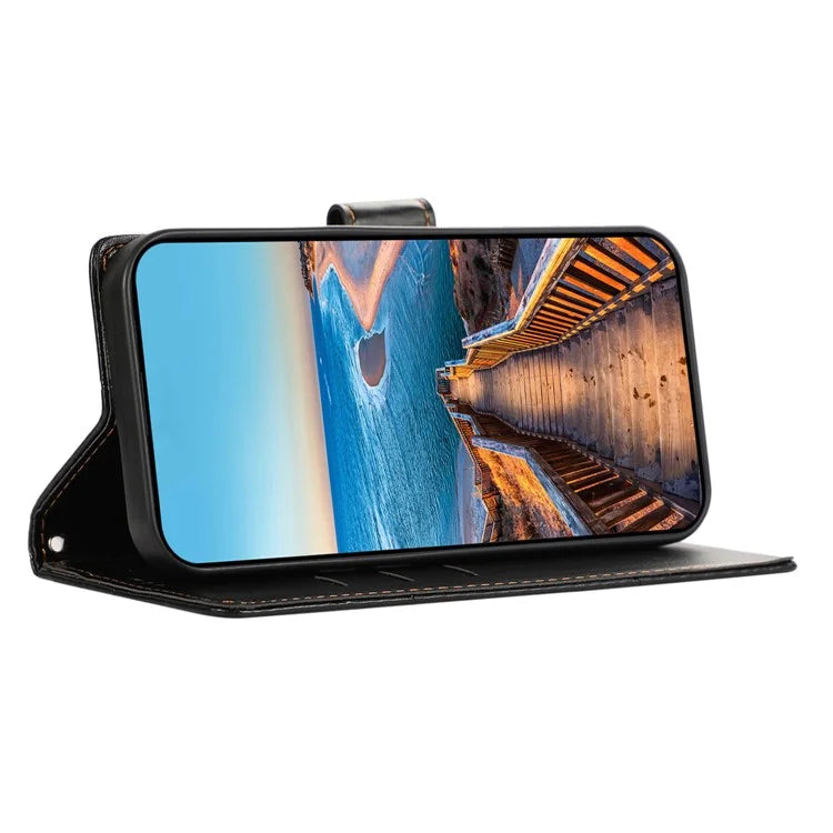 DF-06 For Samsung Galaxy M15 5G / F15 5G Case Line Imprinted Leather Flip Cover Mobile Accessories Wholesale