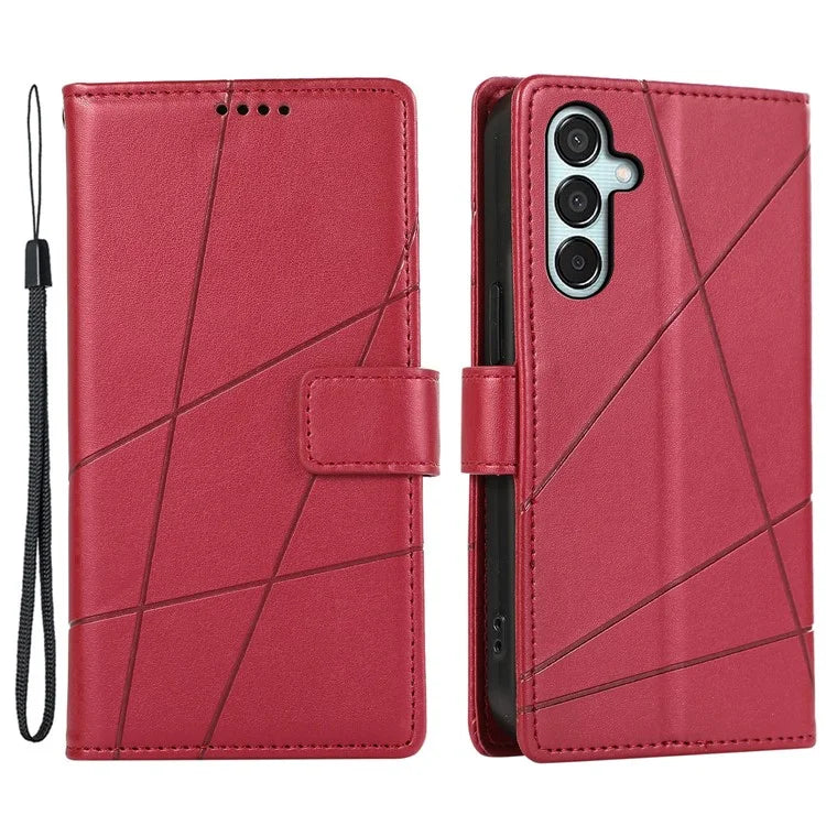 DF-06 For Samsung Galaxy M15 5G / F15 5G Case Line Imprinted Leather Flip Cover Mobile Accessories Wholesale