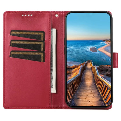 DF-06 For Samsung Galaxy M15 5G / F15 5G Case Line Imprinted Leather Flip Cover Mobile Accessories Wholesale