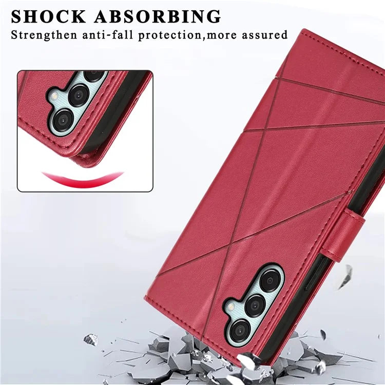 DF-06 For Samsung Galaxy M15 5G / F15 5G Case Line Imprinted Leather Flip Cover Mobile Accessories Wholesale