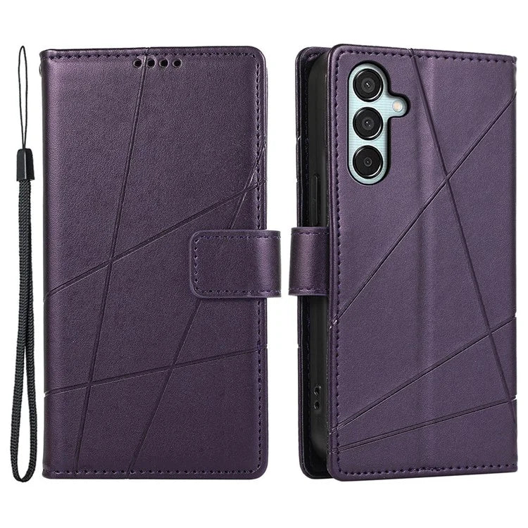 DF-06 For Samsung Galaxy M15 5G / F15 5G Case Line Imprinted Leather Flip Cover Mobile Accessories Wholesale