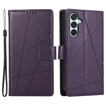 DF-06 For Samsung Galaxy M15 5G / F15 5G Case Line Imprinted Leather Flip Cover Mobile Accessories Wholesale