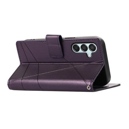 DF-06 For Samsung Galaxy M15 5G / F15 5G Case Line Imprinted Leather Flip Cover Mobile Accessories Wholesale