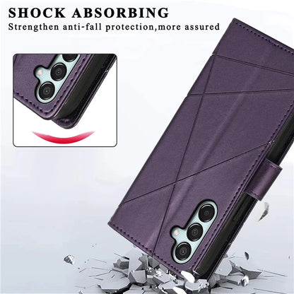 DF-06 For Samsung Galaxy M15 5G / F15 5G Case Line Imprinted Leather Flip Cover Mobile Accessories Wholesale