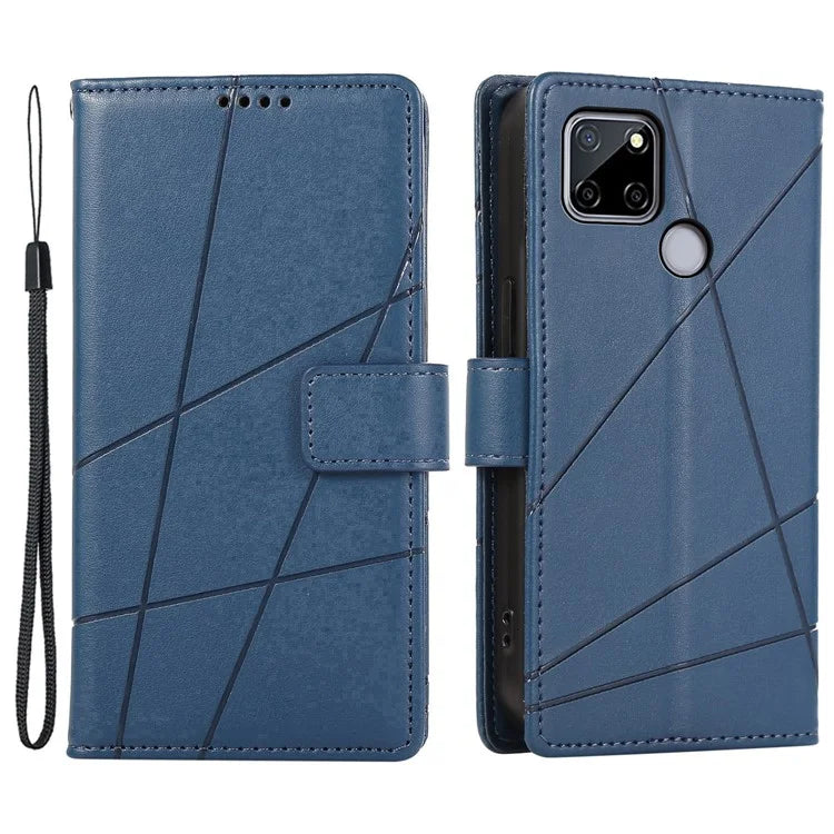 DF-06 For Realme C12 Case Mobile Accessories Wholesale Line Imprinted PU Leather Wallet Phone Cover