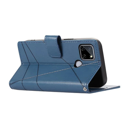 DF-06 For Realme C12 Case Mobile Accessories Wholesale Line Imprinted PU Leather Wallet Phone Cover