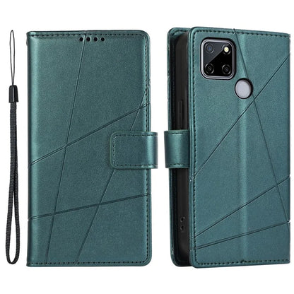DF-06 For Realme C12 Case Mobile Accessories Wholesale Line Imprinted PU Leather Wallet Phone Cover