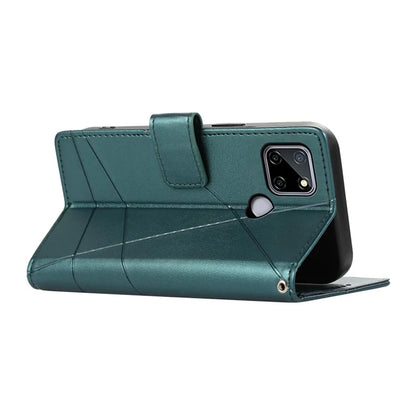 DF-06 For Realme C12 Case Mobile Accessories Wholesale Line Imprinted PU Leather Wallet Phone Cover