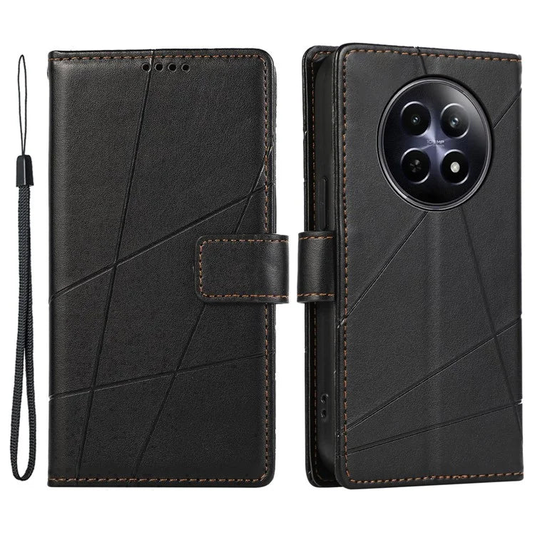 DF-06 For Realme 12 5G / 12x 5G Case Cell Phone Accessory Wholesale Line Imprint Leather Wallet Phone Cover
