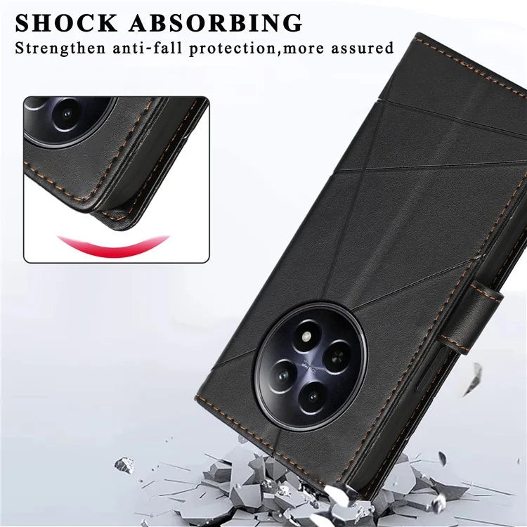 DF-06 For Realme 12 5G / 12x 5G Case Cell Phone Accessory Wholesale Line Imprint Leather Wallet Phone Cover