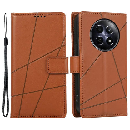 DF-06 For Realme 12 5G / 12x 5G Case Cell Phone Accessory Wholesale Line Imprint Leather Wallet Phone Cover