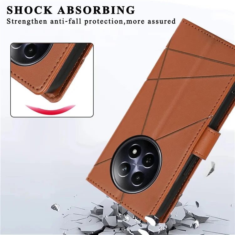 DF-06 For Realme 12 5G / 12x 5G Case Cell Phone Accessory Wholesale Line Imprint Leather Wallet Phone Cover