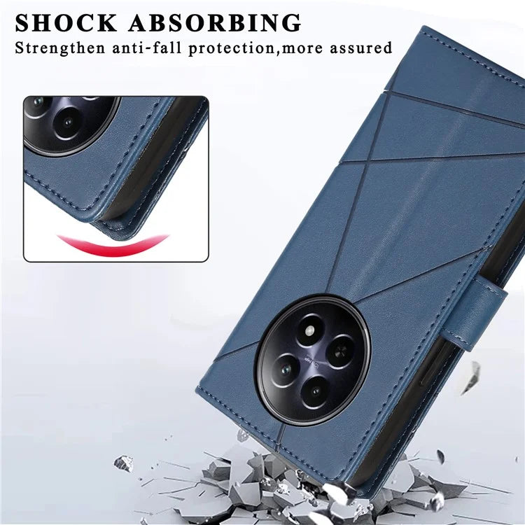 DF-06 For Realme 12 5G / 12x 5G Case Cell Phone Accessory Wholesale Line Imprint Leather Wallet Phone Cover