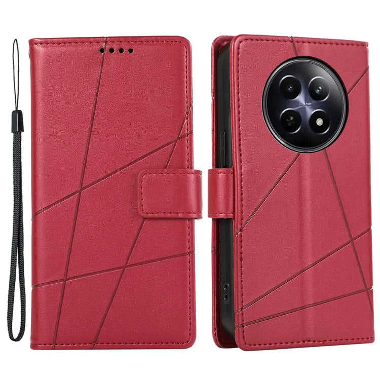 DF-06 For Realme 12 5G / 12x 5G Case Cell Phone Accessory Wholesale Line Imprint Leather Wallet Phone Cover