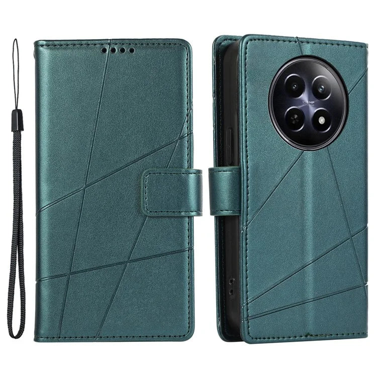 DF-06 For Realme 12 5G / 12x 5G Case Cell Phone Accessory Wholesale Line Imprint Leather Wallet Phone Cover