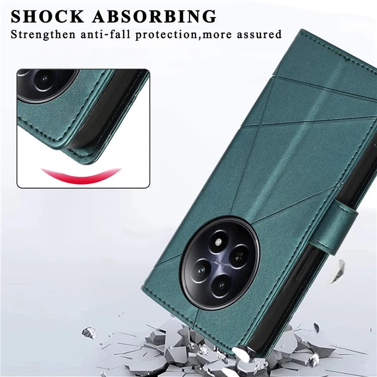 DF-06 For Realme 12 5G / 12x 5G Case Cell Phone Accessory Wholesale Line Imprint Leather Wallet Phone Cover