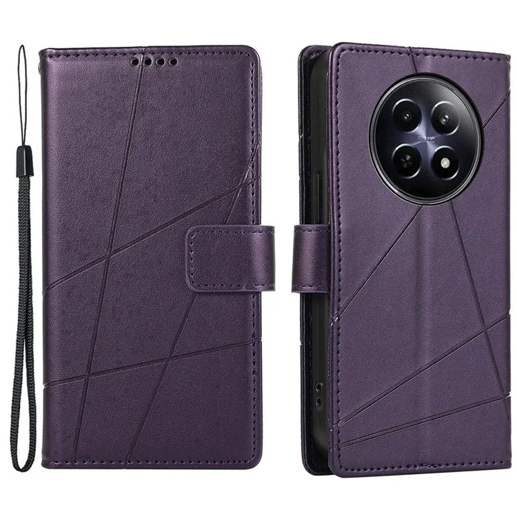 DF-06 For Realme 12 5G / 12x 5G Case Cell Phone Accessory Wholesale Line Imprint Leather Wallet Phone Cover