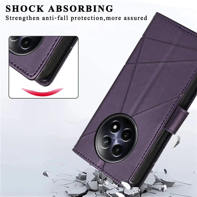DF-06 For Realme 12 5G / 12x 5G Case Cell Phone Accessory Wholesale Line Imprint Leather Wallet Phone Cover