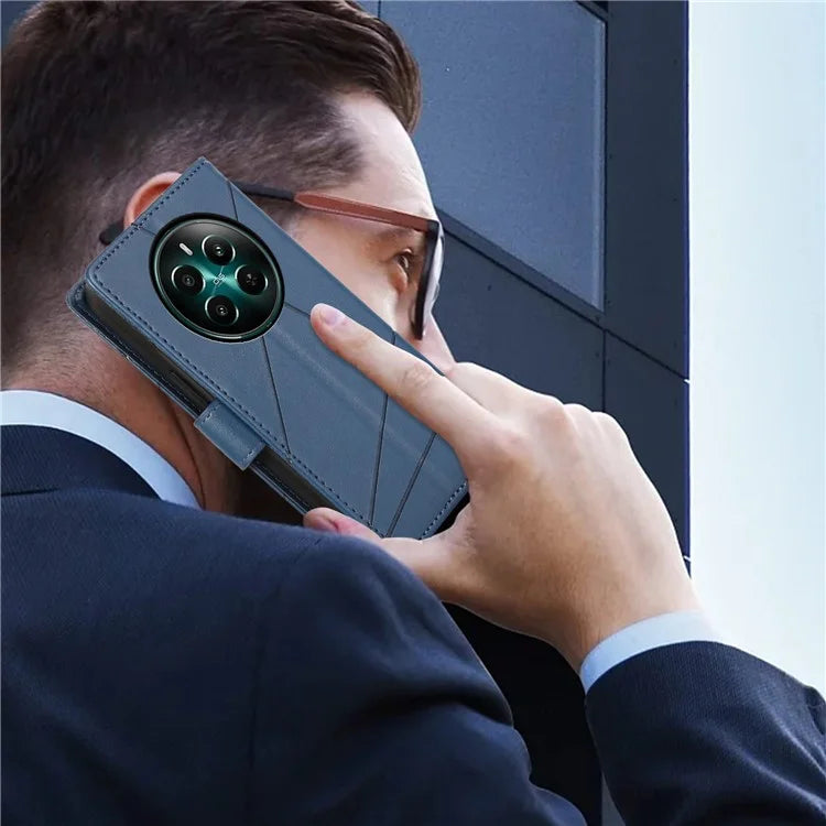 DF-06 For Realme 12+ 5G / Narzo 70 Pro 5G Case Line Imprint Wallet Cover Wholesale Cell Phone Accessories