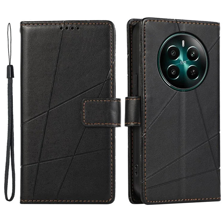 DF-06 For Realme 12+ 5G / Narzo 70 Pro 5G Case Line Imprint Wallet Cover Wholesale Cell Phone Accessories