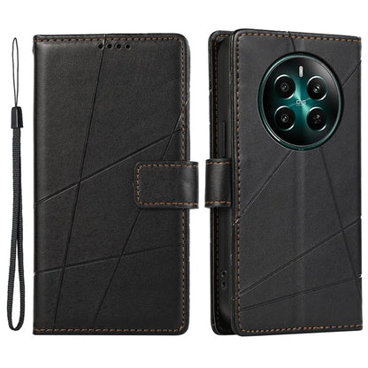DF-06 For Realme 12+ 5G / Narzo 70 Pro 5G Case Line Imprint Wallet Cover Wholesale Cell Phone Accessories